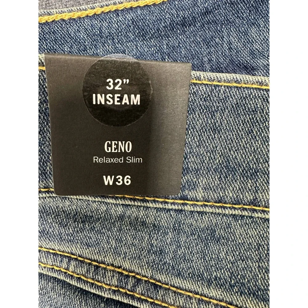 True Religion Geno Relaxed Slim Jeans Mens 36x32 Medium Wash Flap Pocket Blue